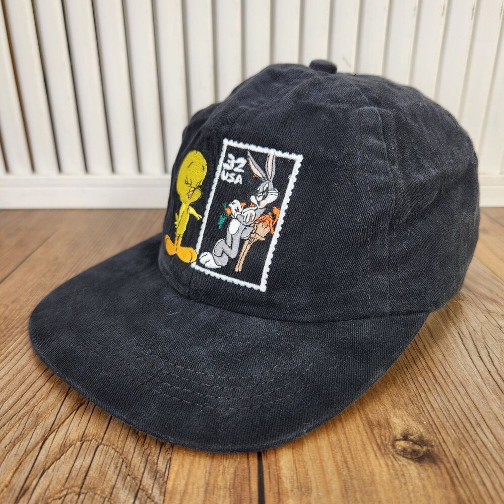 VTG 1997 Looney Tunes Stamp Collection Bugs Bunny Tweety Bird Hat Cap USPS USA